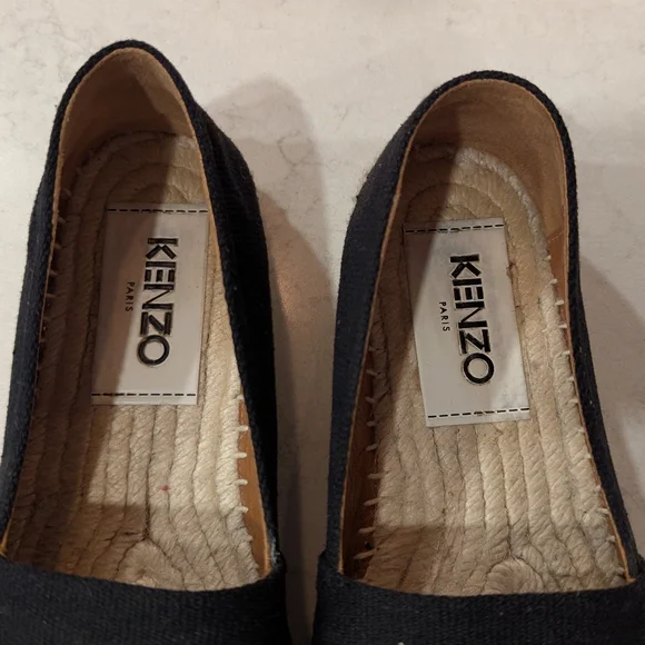 Kenzo Tiger Espadrilles Black Canvas Logo Flats Size 36 - Picture 4 of 6